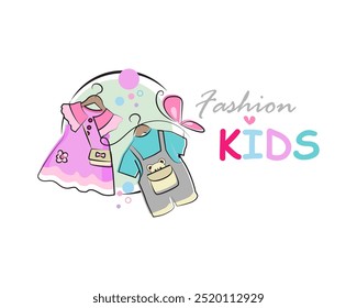 cute Kids clothes logo. Sign for Boutique, children's shop and fashion brand