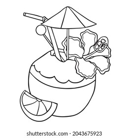 Cute Kids Coconut Coloring Book Pages,coloring Pages,outline,line Art,line Drowing