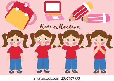 Cute Kids Collection Graphic with Accessories