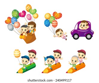 cute kids collection on a white background