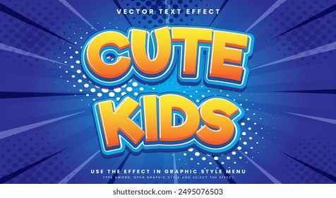 Cute Kids comic Style 3d editable text effect Template