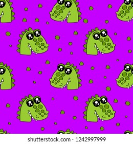 Cute kids crocodile pattern for girls and boys. Colorful crocodile on the abstract pattern create a fun cartoon drawing. The crocodile pattern is made in pastel colors. Urban backdrop for textile