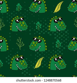 Cute kids crocodile pattern for girls and boys. Colorful crocodile on the abstract pattern create a fun cartoon drawing. The crocodile pattern is made in pastel colors. Urban backdrop for textile