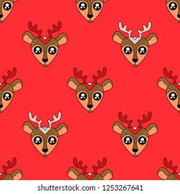 Cute kids deer pattern for girls and boys. Colorful deers on the abstract background create a fun cartoon drawing. The pattern is made in neon colors. Urban deer backdrop for textile and fabric.