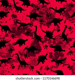 Cute kids dinosaurs pattern for girls and boys. Colorful dinosaurs on the abstract grunge background.. The dinosaurs pattern is made in neon colors. Urban pattern. backdrop for textile and fabric.