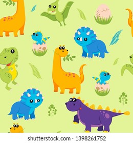 Cute kids dinosaurs pattern for girls and boys. Colorful dinosaurs on the abstract grunge background.. The dinosaurs pattern is made in neon colors. Urban pattern. backdrop for textile and fabric.