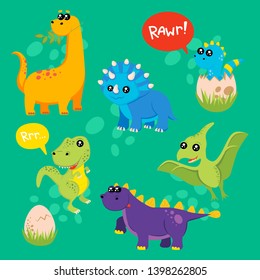 Cute kids dinosaurs pattern for girls and boys. Colorful dinosaurs on the abstract grunge background.. The dinosaurs pattern is made in neon colors. Urban pattern. backdrop for textile and fabric.