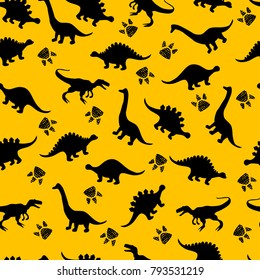 Cute kids dinosaurs pattern for girls and boys. Colorful dinosaurs on the abstract grunge background.. The dinosaurs pattern is made in neon colors. Urban pattern. backdrop for textile and fabric.