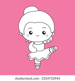 Cute Kids Doing Daily Sport Activity Holiday Cartoon Digital Stamp Outline