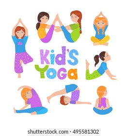 Cute Kids Doing Yoga Exercises Yoga Stock Vector (Royalty Free ...