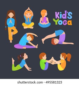 Cute Kids Doing Yoga Exercises Yoga Stock Vector (Royalty Free ...