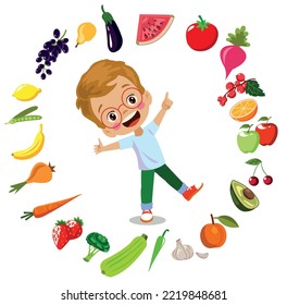 cute kids eating assorted fruits