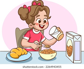 cute kids eating cartoon vector