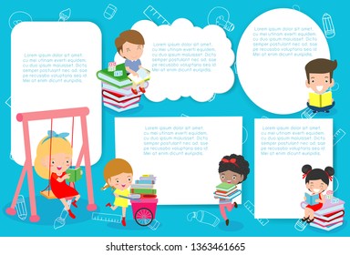 cute kids education, school kids or back to school, Template for advertising brochure with your text, message. Vector illustration