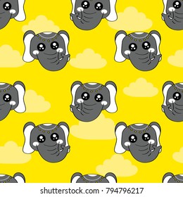 Cute kids elephant pattern for girls and boys. Colorful elephant on the abstract background create a fun cartoon drawing. The elephant color background. Urban elephant pattern for textile and fabric.