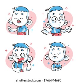 Cute Kids Emoji and Stickers Premium Vector