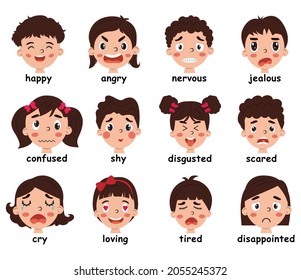 Cute Kids Emotions Collection Child Different Stock Vector (Royalty ...