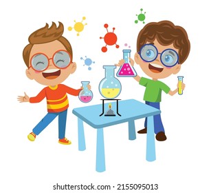 cute kids experimenting in class