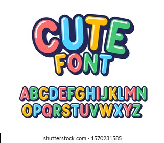 Cute kids font. Vector alphabet.