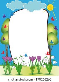 Cute Kids Frame Colorful Flowers Butterflies Stock Vector (Royalty Free ...