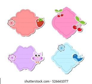 Cute kids frame for text, isolated on white background. Children's template. Baby frame. Vector illustration