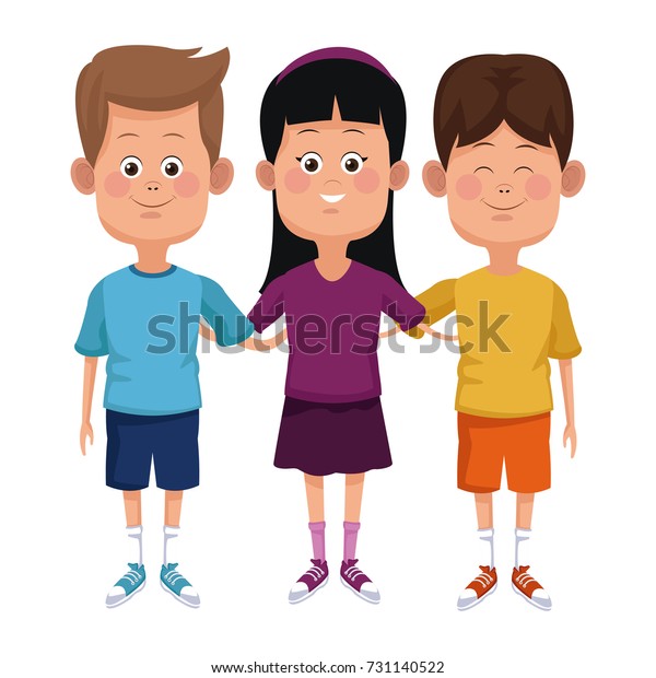 Cute Kids Friends Cartoon Stock Vector (Royalty Free) 731140522 ...