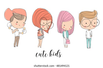 Cute kids. Girls and boys.