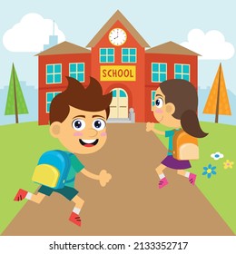 Cute kids going to school