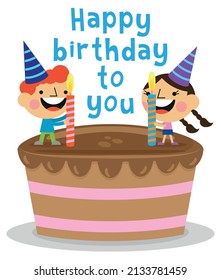 Cute kids greeting card celebrating birthday