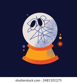 Cute kids Halloween set. Pumpkin, creepy ghost, skull, web, candy and bat. Cute cartoon spooky characters and elements. October holiday stickers, design elements isolated on background
