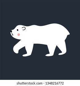 Cute kids hand drawn nursery poster with polar bear animal. Color vector illustration