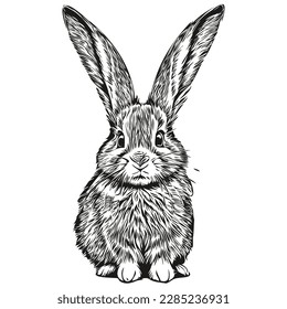 Cute kids hand drawn nursery poster with Rabbit animal hare
