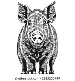 Cute kids hand drawn nursery poster with Pig animal hog
