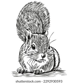 Cute kids hand drawn nursery poster with squirrel animal baby squirrel.
