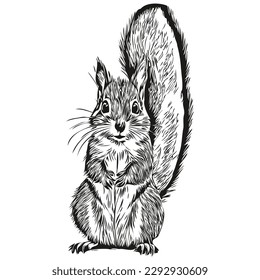 Cute kids hand drawn nursery poster with squirrel animal baby squirrel.
