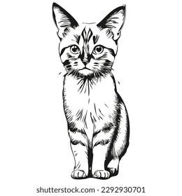 Cute kids hand drawn nursery poster with Cat animal kitten
