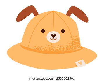 Cute kids hat in the shape of a dog. Children's headdress. Flat vector illustration.