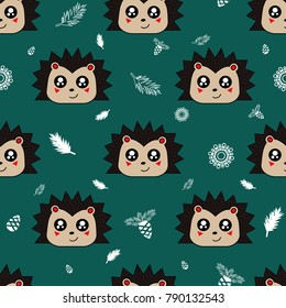 Cute kids hedgehog pattern for girls and boys. Colorful hedgehog on the abstract background create a fun cartoon drawing. The pattern is made in pastel colors. Urban hedgehog backdrop for textile