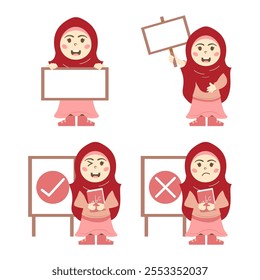Cute Kids Holding Board Illustration