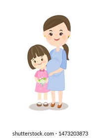 Cute Kids Hugging Mother Character vector