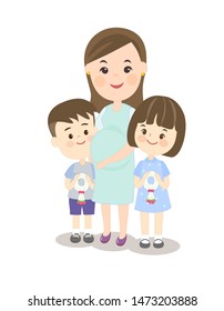 Cute Kids Hugging Mother Character vector