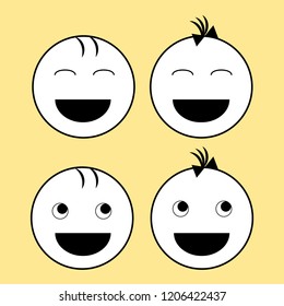 Cute Kids icons set, boys and girls, children symbols, happy faces vector illustration