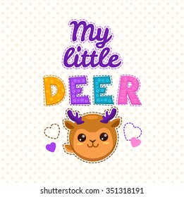 Cute kids illustration, vector template for childish t shirts design