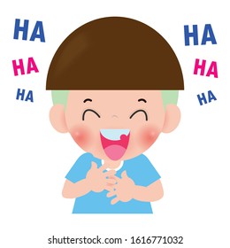 cute kids laughing, Children laugh funny. child cartoon character Isolated on white background Vector illustration.
