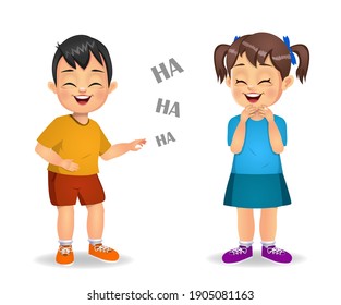 cute kids laughing together vector  