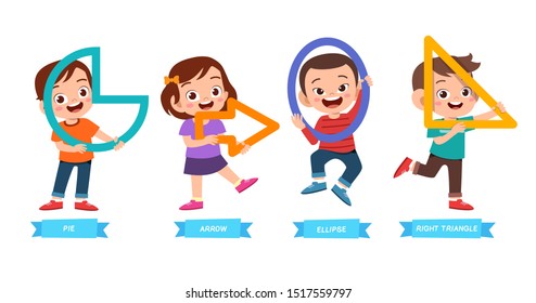 cute kids learn basic shape math lesson