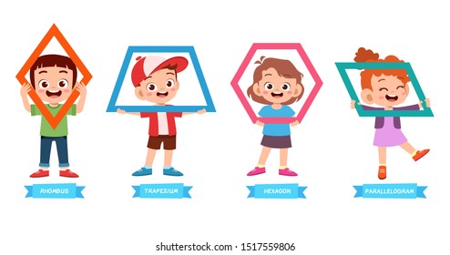 cute kids learn basic shape math lesson