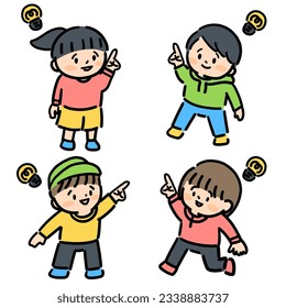 Cute kids and a light bulb representing an idea.