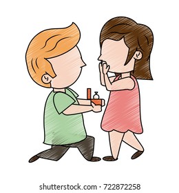 Cute kids in love cartoon