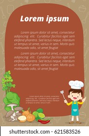 Cute kids meal menu vector template.Kids Cooking class banner.